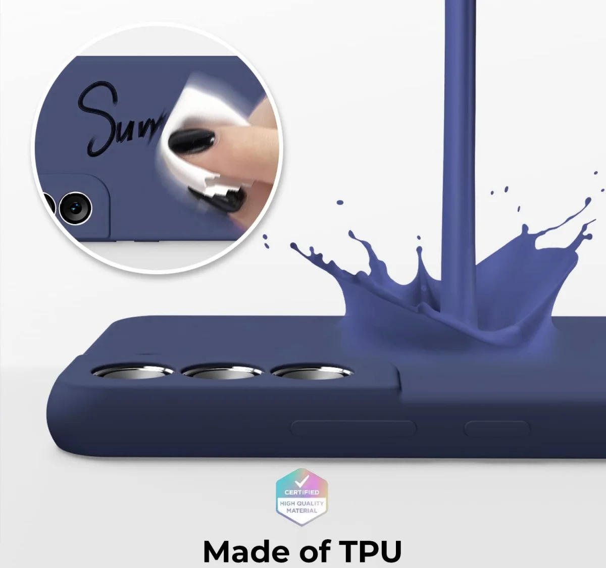 Samsung Galaxy S22 Hoesje met Camera Bescherming Dun TPU Donkerblauw afbeelding 3