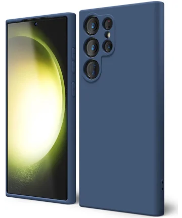 Samsung Galaxy S23 Ultra Hoesje Camera Bescherming Dun TPU Donkerblauw Hoesjes