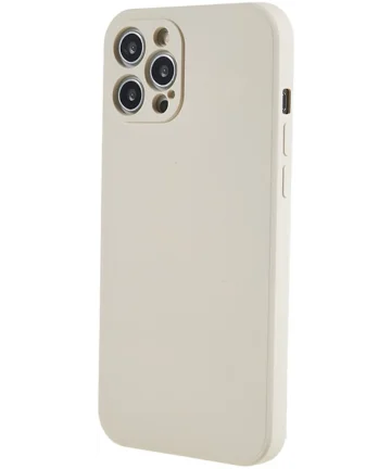 Apple iPhone 12 Pro Hoesje met Camera Bescherming Dun TPU Beige Hoesjes