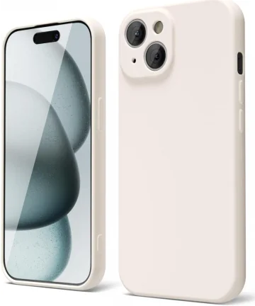 Apple iPhone 15 Hoesje met Camera Bescherming Dun TPU Back Cover Beige Hoesjes