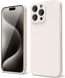 Apple iPhone 15 Pro Max Hoesje met Camera Bescherming Dun TPU Beige