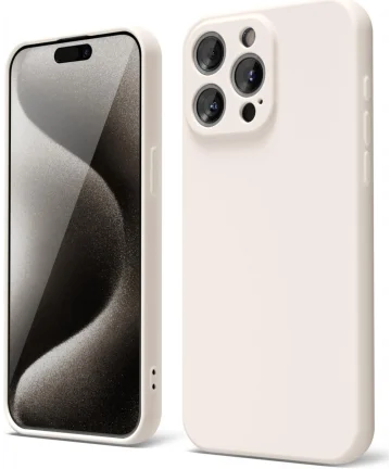 Apple iPhone 15 Pro Max Hoesje met Camera Bescherming Dun TPU Beige Hoesjes