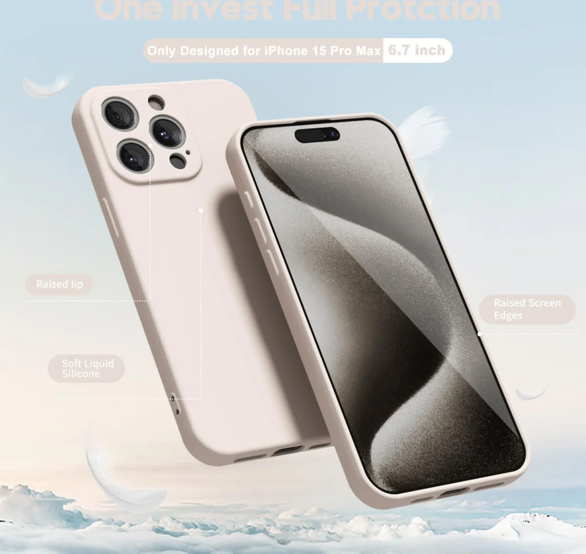 Apple iPhone 15 Pro Max Hoesje met Camera Bescherming Dun TPU Beige afbeelding 2