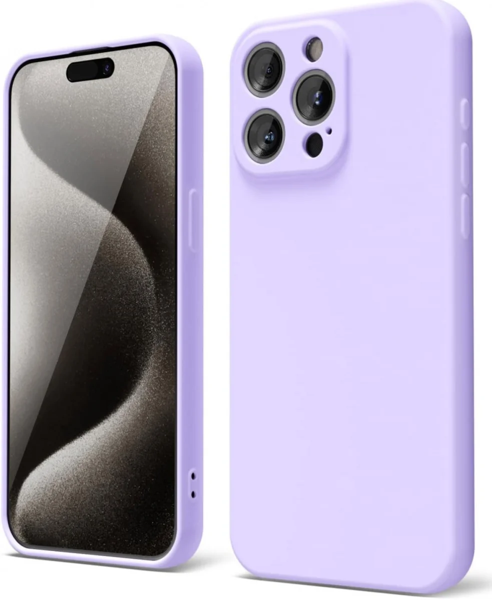 Apple iPhone 15 Pro Max Hoesje met Camera Bescherming Dun TPU Lila afbeelding 1