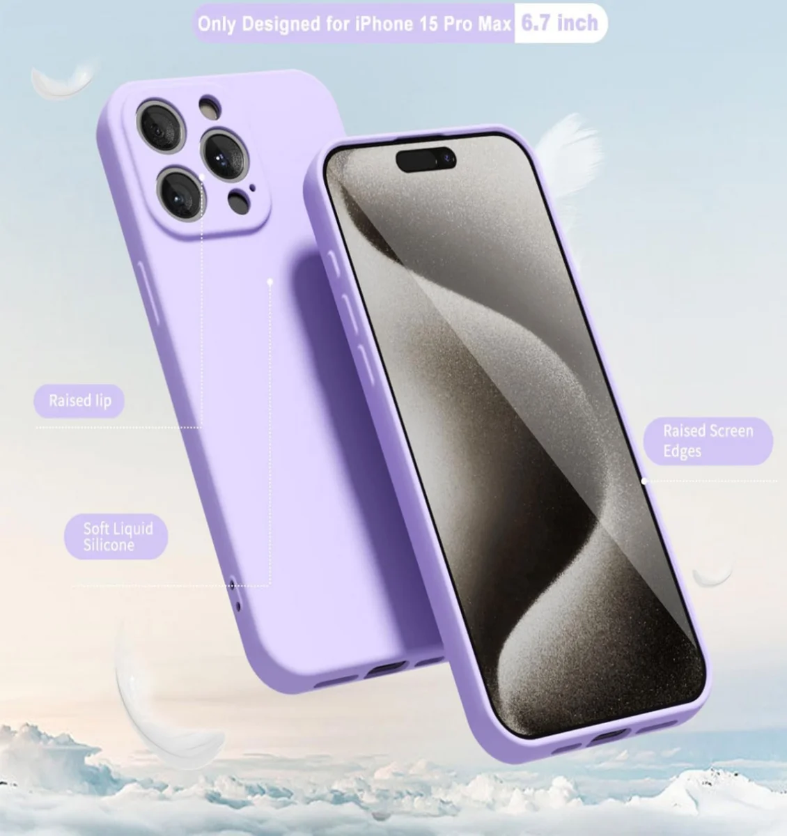 Apple iPhone 15 Pro Max Hoesje met Camera Bescherming Dun TPU Lila afbeelding 2