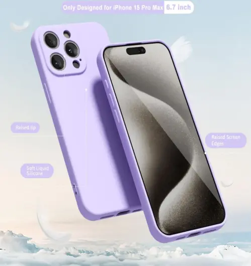 Apple iPhone 15 Pro Max Hoesje met Camera Bescherming Dun TPU Lila afbeelding 2