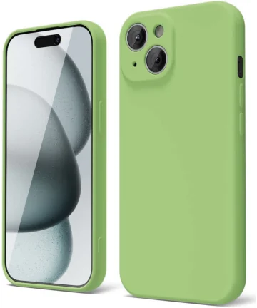 Apple iPhone 15 Hoesje met Camera Bescherming Dun TPU Back Cover Groen Hoesjes