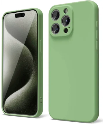 Apple iPhone 15 Pro Max Hoesje met Camera Bescherming Dun TPU Groen Hoesjes