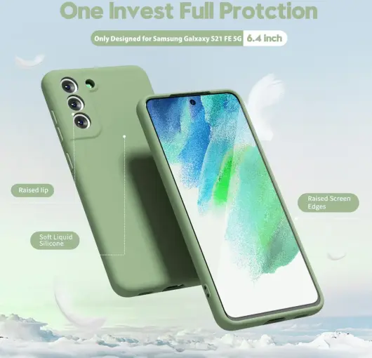 Samsung Galaxy S21 FE Hoesje met Camera Bescherming Dun TPU Groen afbeelding 2