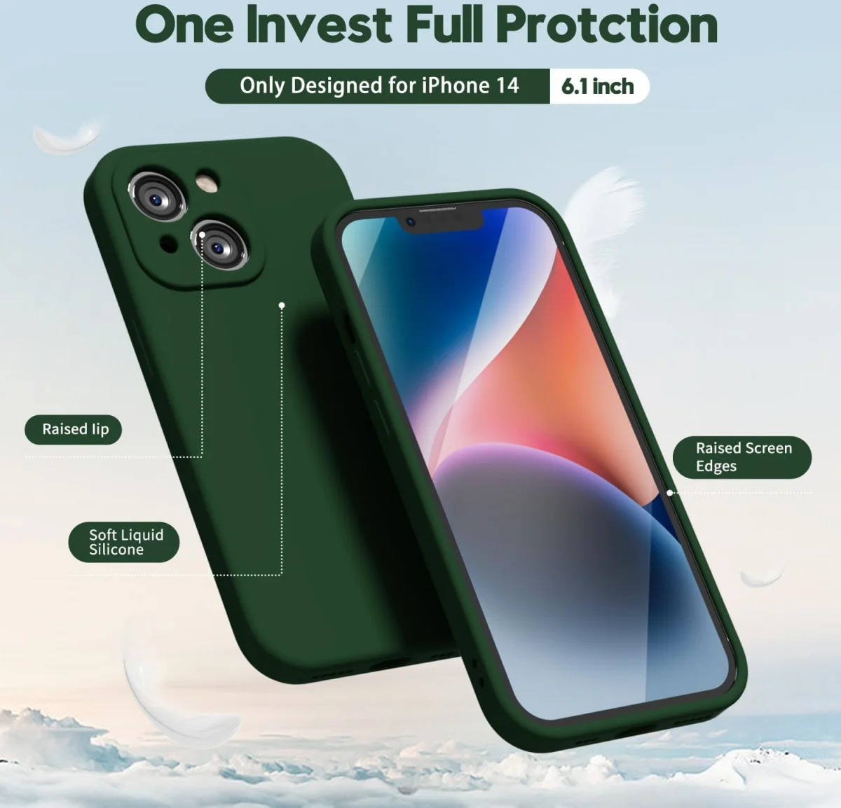 Apple iPhone 14 Hoesje met Camera Bescherming Dun TPU Donkergroen afbeelding 2