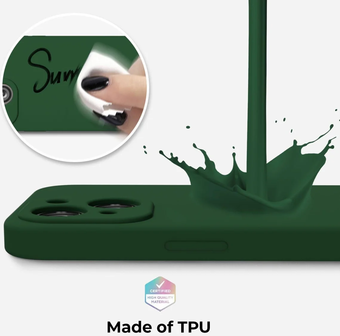 Apple iPhone 14 Hoesje met Camera Bescherming Dun TPU Donkergroen afbeelding 3