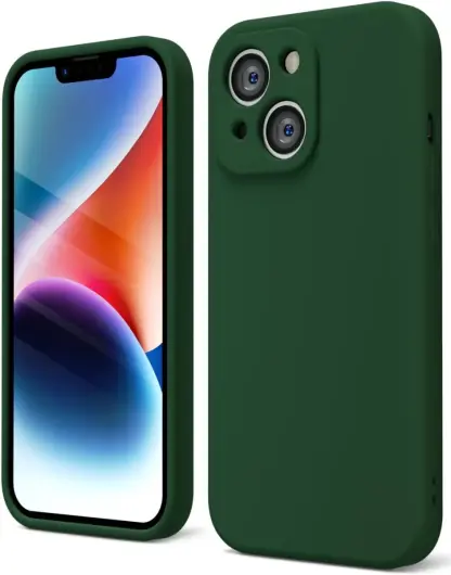 Apple iPhone 14 Hoesje met Camera Bescherming Dun TPU Donkergroen afbeelding 1