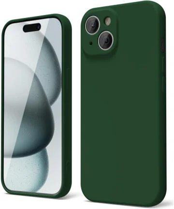 Apple iPhone 15 Hoesje met Camera Bescherming Dun TPU Back Cover Green Hoesjes