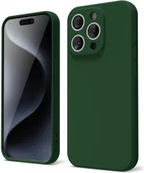 Apple iPhone 15 Pro Hoesje Camera Bescherming Dun TPU Donkergroen