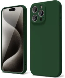 Apple iPhone 15 Pro Max Hoesje Camera Bescherming Dun TPU Donkergroen