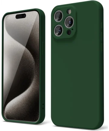 Apple iPhone 15 Pro Max Hoesje Camera Bescherming Dun TPU Donkergroen Hoesjes