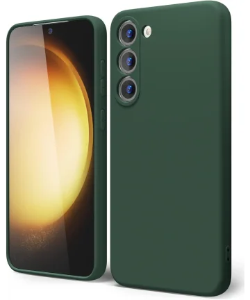 Samsung Galaxy S23 Plus Hoesje Camera Bescherming Dun TPU Donkergroen Hoesjes