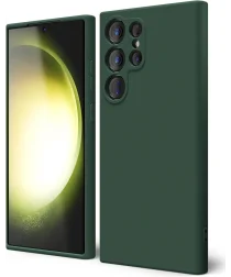 Samsung Galaxy S23 Ultra Hoesje Camera Bescherming Dun TPU Donkergroen