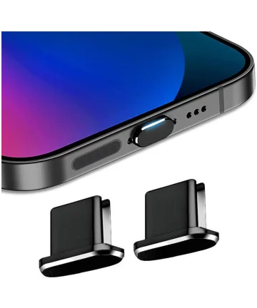 Stofdichte Plug (2-Pack) voor USB-C Poort iPhone 15-Series Zwart Kabels