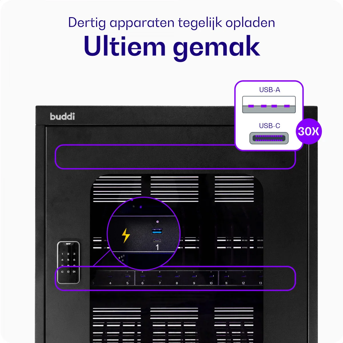 Buddi Collect Oplaadstation Kast voor 30 Tablets / Smartphones / Laptops afbeelding 5
