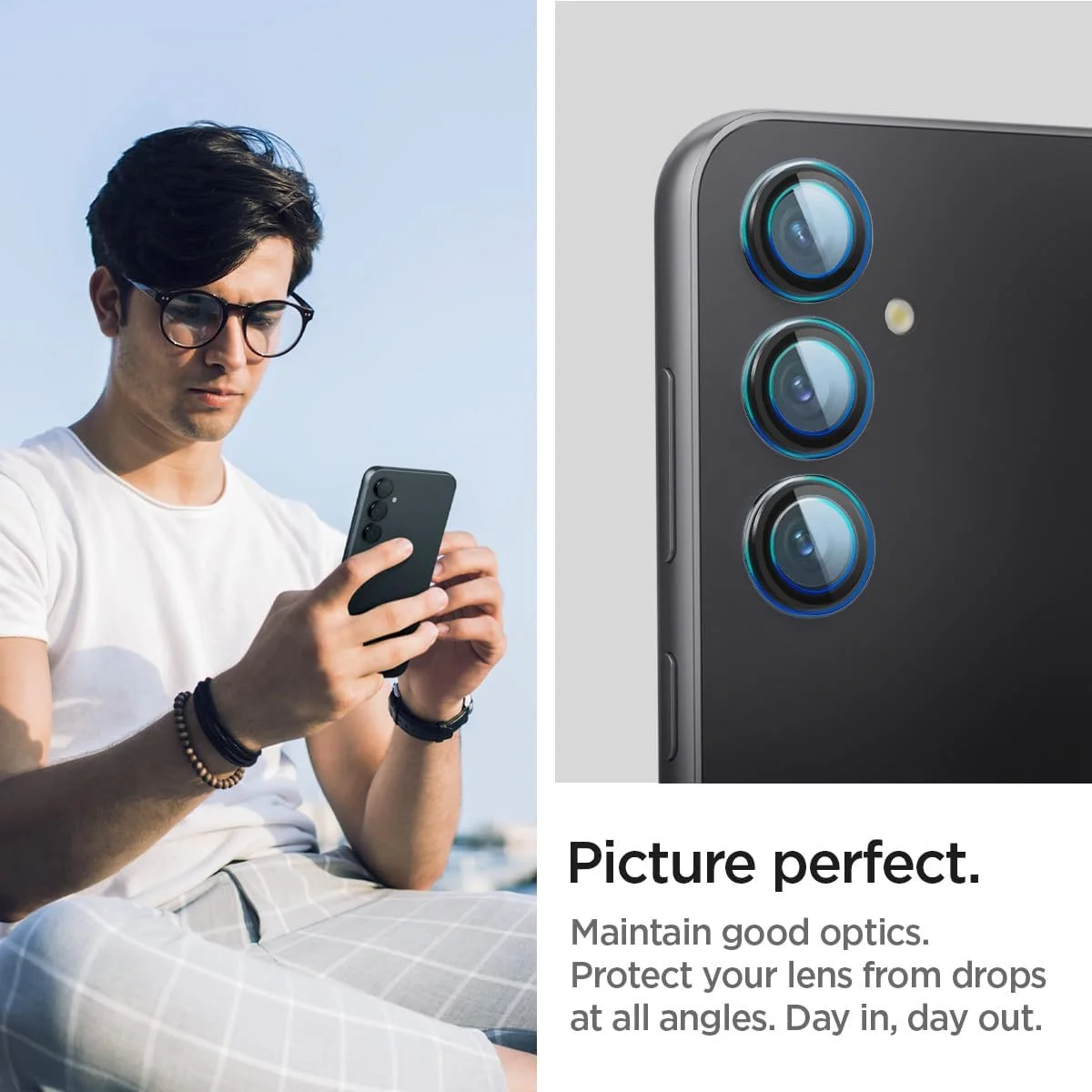 Spigen Optik Pro Samsung Galaxy S23 FE Camera Protector Zwart (2-Pack) afbeelding 5