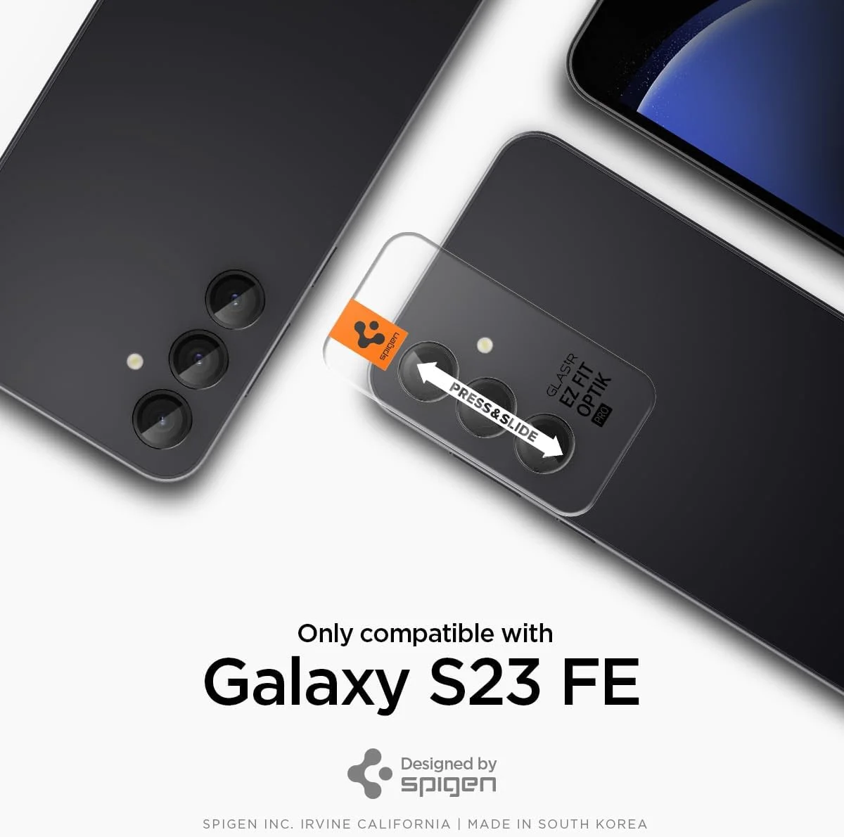 Spigen Optik Pro Samsung Galaxy S23 FE Camera Protector Zwart (2-Pack) afbeelding 9