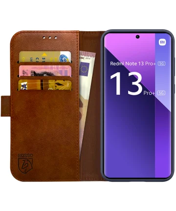 Rosso Element Xiaomi Redmi Note 13 Pro Plus Hoesje Wallet Case Bruin Hoesjes