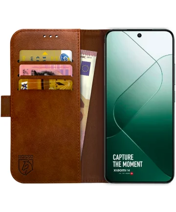 Rosso Element Xiaomi 14 Hoesje Book Case Wallet Bruin Hoesjes