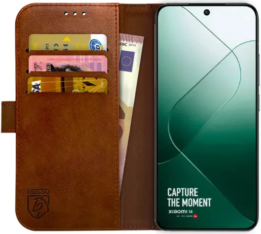 Rosso Element Xiaomi 14 Hoesje Book Case Wallet Bruin afbeelding 1