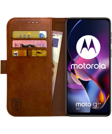 Rosso Element Motorola Moto G54 Hoesje Book Case Wallet Bruin Hoesjes