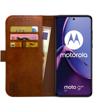 Rosso Element Motorola Moto G84 Hoesje Book Case Wallet Bruin Hoesjes