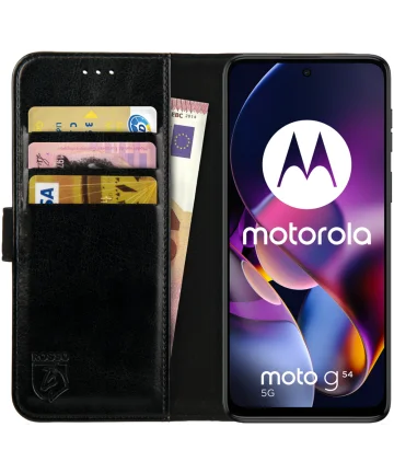 Rosso Element Motorola Moto G54 Hoesje Book Case Wallet Zwart Hoesjes