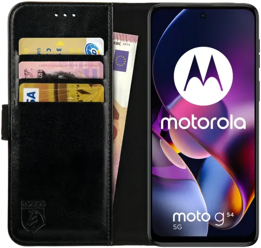 Rosso Element Motorola Moto G54 Hoesje Book Case Wallet Zwart afbeelding 1