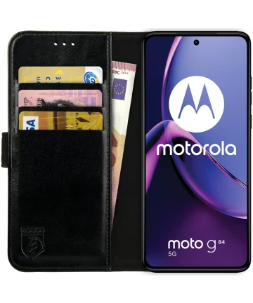 Rosso Element Motorola Moto G84 Hoesje Book Case Wallet Zwart Hoesjes