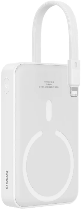 Baseus 10.000 mAh Powerbank MagSafe Ingebouwde Lightning Kabel Wit afbeelding 1