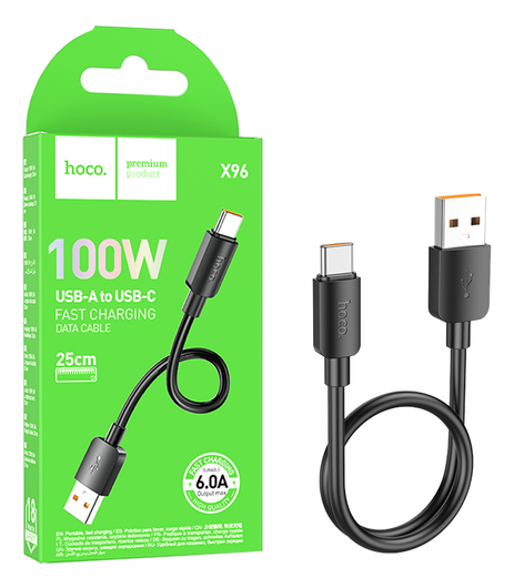 Hoco X96 100W Fast Charge PD USB naar USB-C Laadkabel 0.25M Zwart afbeelding 4