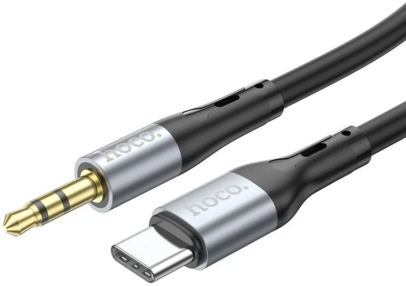 Hoco UPA22 USB-C naar 3.5mm Jack Audiokabel Siliconen 1M Zwart afbeelding 1