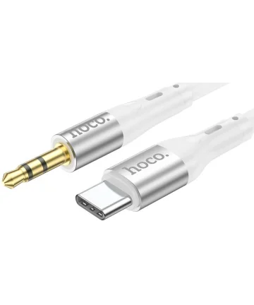 Hoco UPA22 USB-C naar 3.5mm Jack Audiokabel Siliconen 1M Wit Kabels