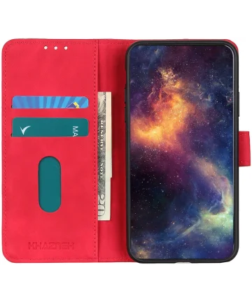 KHAZNEH Xiaomi Redmi Note 12S Hoesje Retro Wallet Book Case Rood Hoesjes