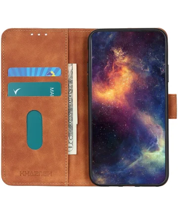 KHAZNEH Xiaomi Redmi Note 12S Hoesje Retro Wallet Book Case Bruin Hoesjes