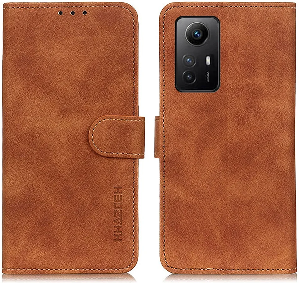 KHAZNEH Xiaomi Redmi Note 12S Hoesje Retro Wallet Book Case Bruin afbeelding 2