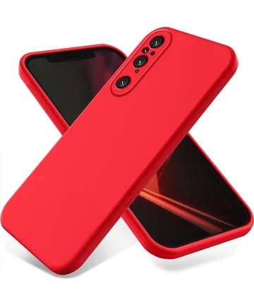 Sony Xperia 1 V Hoesje Siliconen Back Cover Rood Hoesjes