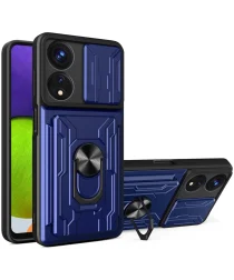 Oppo A58 5G / A78 5G Hoesje met Camera Slider en Kickstand Ring Blauw