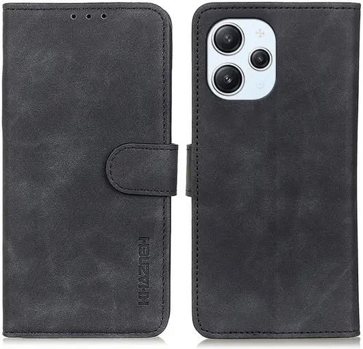 KHAZNEH Xiaomi Redmi 12 Hoesje Retro Wallet Book Case Zwart afbeelding 2