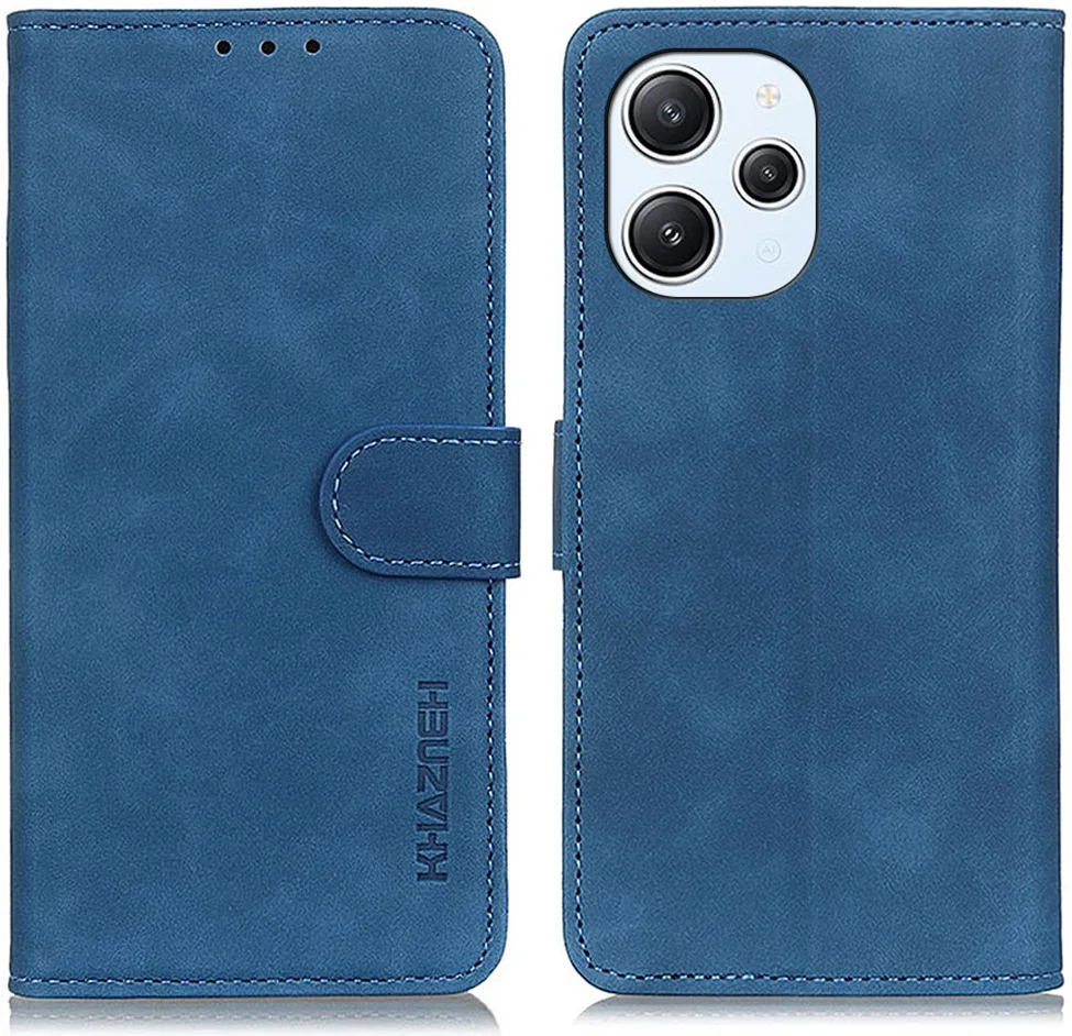KHAZNEH Xiaomi Redmi 12 Hoesje Retro Wallet Book Case Blauw afbeelding 2