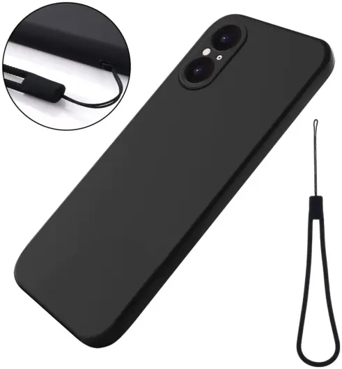 Sony Xperia 5 V Hoesje Siliconen Back Cover Zwart afbeelding 3