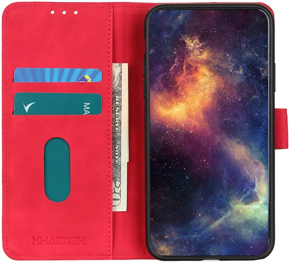 KHAZNEH Oppo A18 / A38 Hoesje Retro Wallet Book Case Rood afbeelding 1