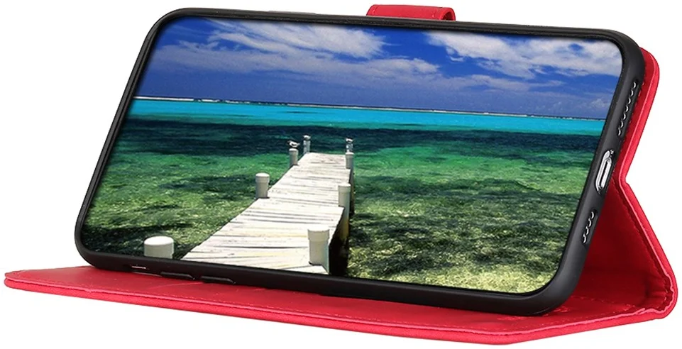 KHAZNEH Oppo A18 / A38 Hoesje Retro Wallet Book Case Rood afbeelding 3