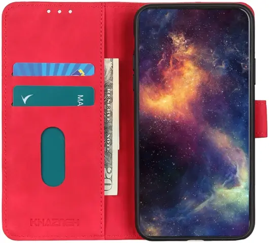 KHAZNEH Oppo A18 / A38 Hoesje Retro Wallet Book Case Rood afbeelding 1