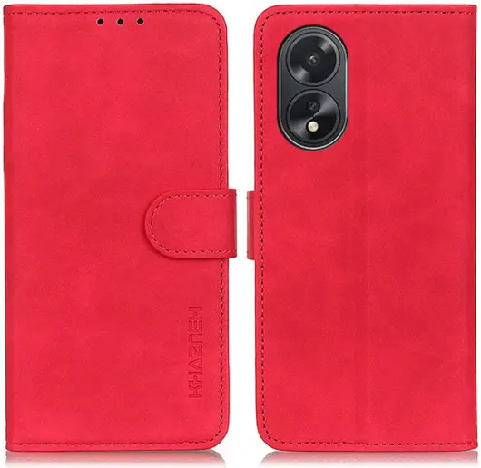 KHAZNEH Oppo A18 / A38 Hoesje Retro Wallet Book Case Rood afbeelding 2